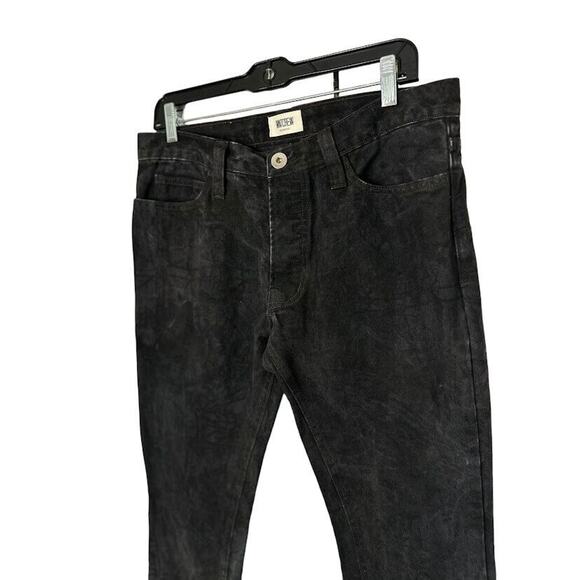 Mintcrew Black Mens Jeans Size 30 Buttonfly Acid Washed 100% Cotton Straight - Picture 2 of 8
